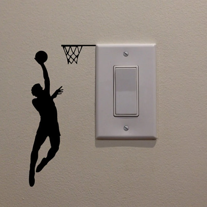 Настенная виниловая наклейка-переключатель для игры в баскетбол декоративная
