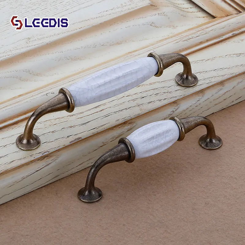 LEEDIS европейский дизайн трещин керамический шкаф дверная ручка цинковый сплав
