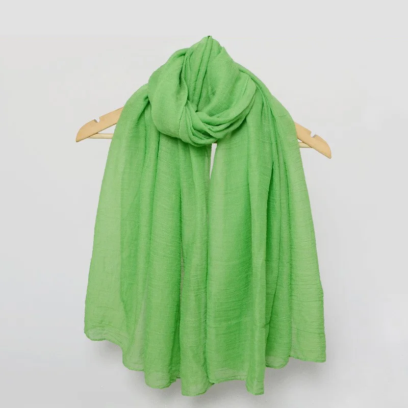 Мода 2017 г. зимние Шарфы для женщин Для хиджаб хлопок белье шарф Однотонная одежда