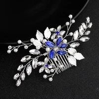 2 colors leaf crystal hair combs bridal wedding hair jewelry accessories women head decoration for bride pearl head ornament