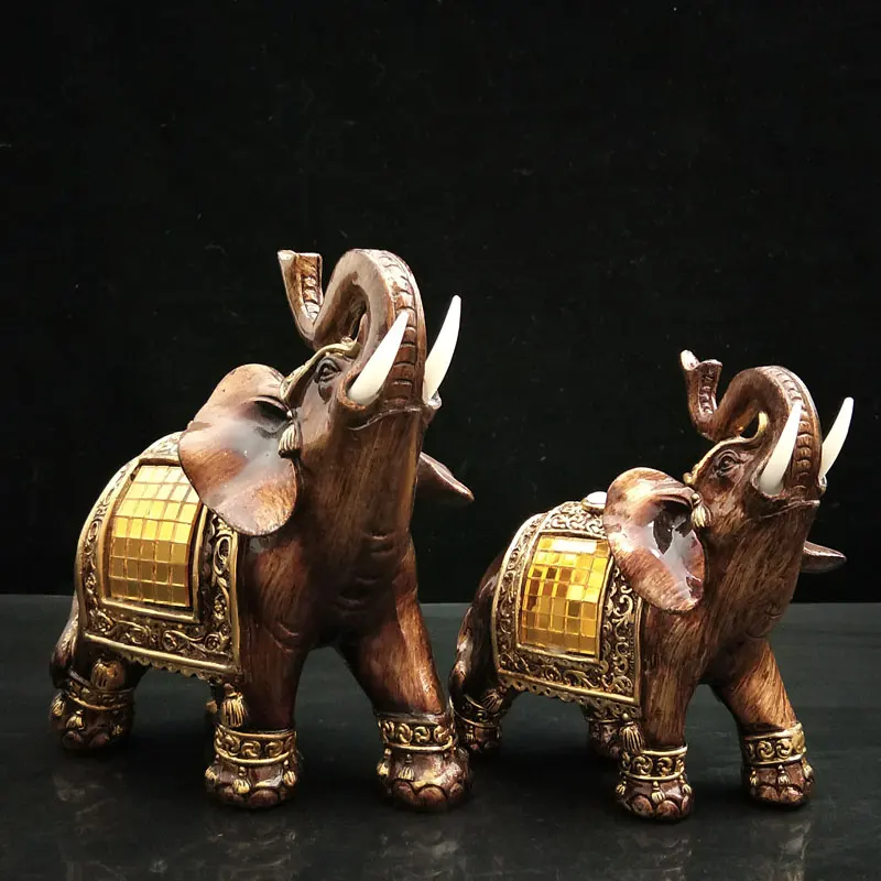 

Decorative Elephant Figurines Resin Animals Home Decoration Elephant Statues with Trunk Up Collectible Gifts Garden Figures