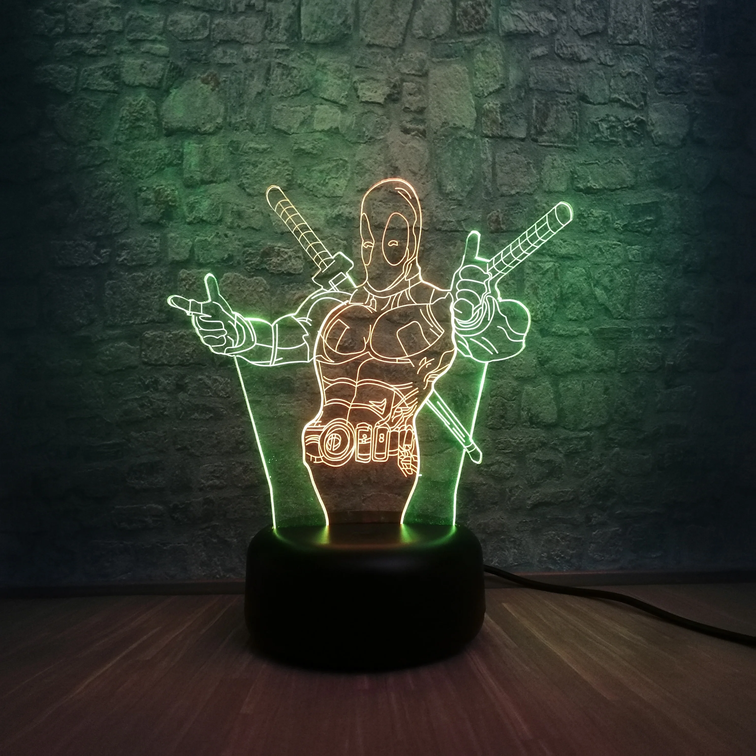 Новинка Marvel Рисунок мультфильм Антигерой Дэдпул смешанные цвета лампа RGB 7 цветов