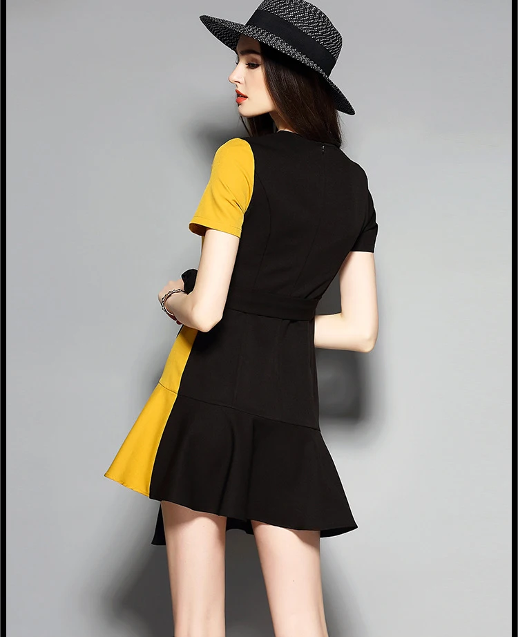 Европейские и американские модные женские классические подбора цвета платье