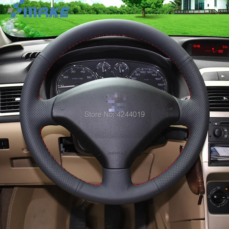 

Чехол для рулевого колеса Peugeot 307 из черной кожи