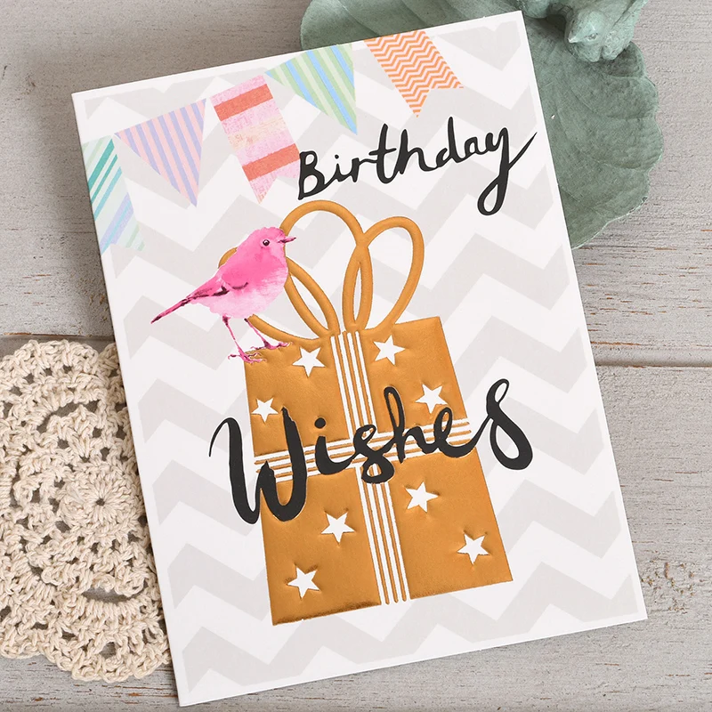 Золотые тисненые открытки поздравительные ручной работы на день рождения