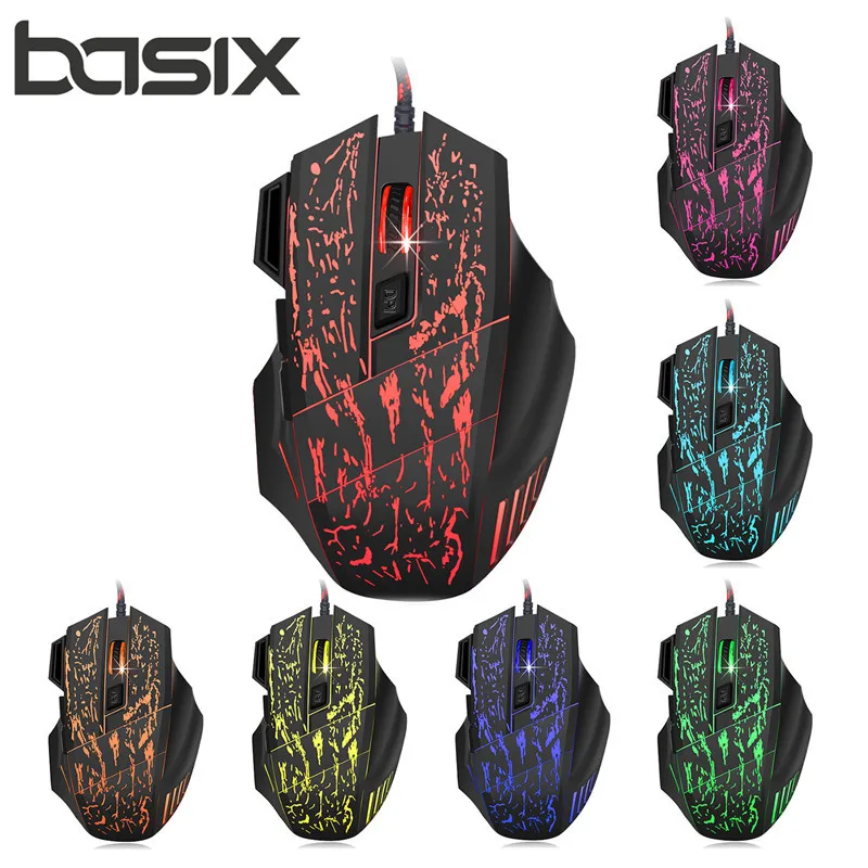 BASIX профессиональная Проводная игровая мышь 5500 точек/дюйм Регулируемая 7 кнопок