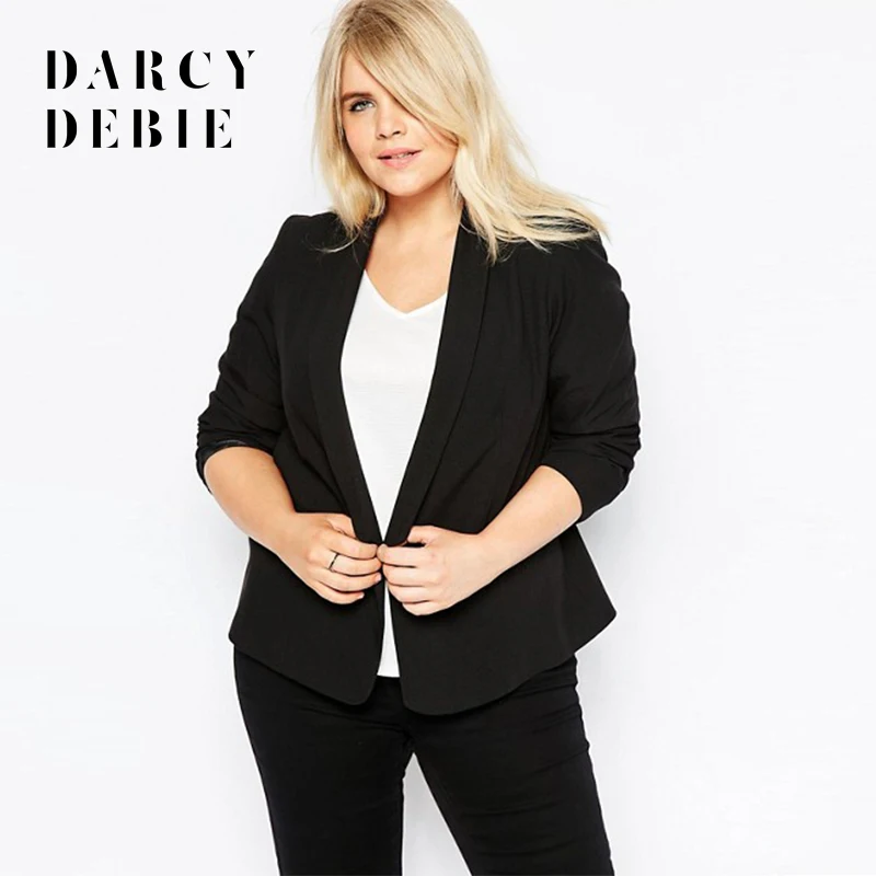 Darcydebie размера плюс женская одежда повседневный приталенный Блейзер базовые