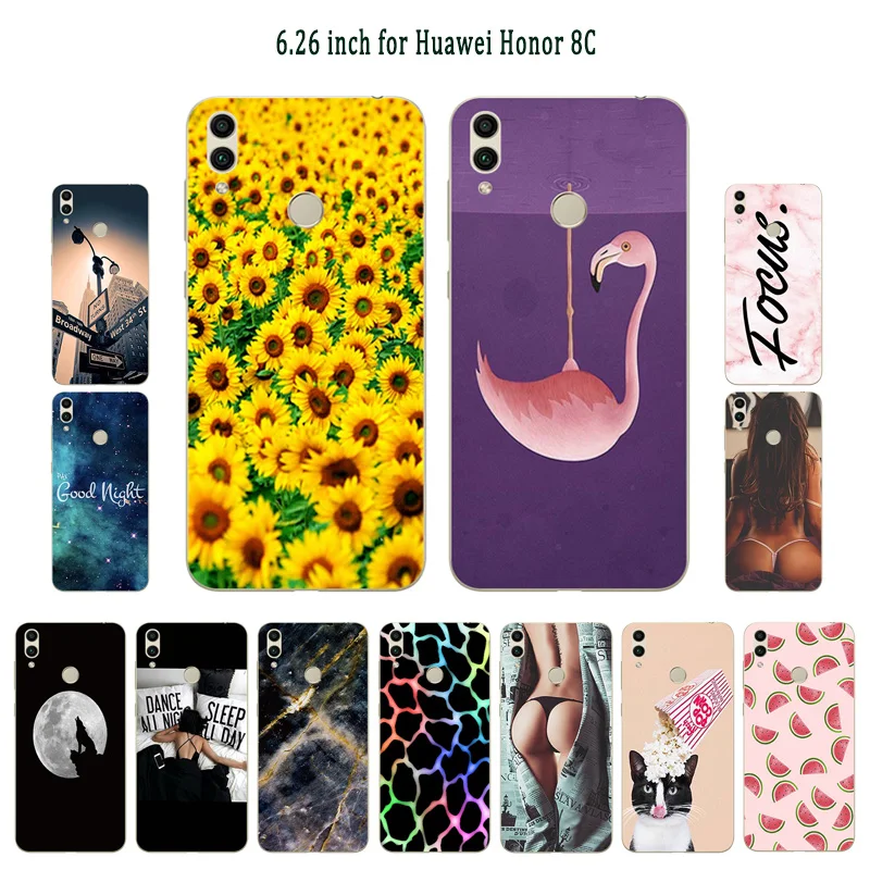 6.26&quot for Huawei Honor 8C Ultrathin Back Cover Soft Silicone Coque Clear TPU Focus Painted Phone Case | Мобильные телефоны и