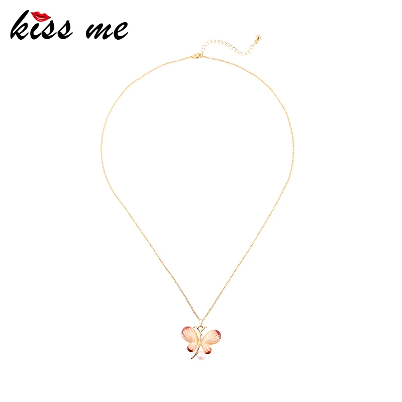 Kissme Изысканная двухцветная эмалированная бабочка акриловый жемчуг подвеска