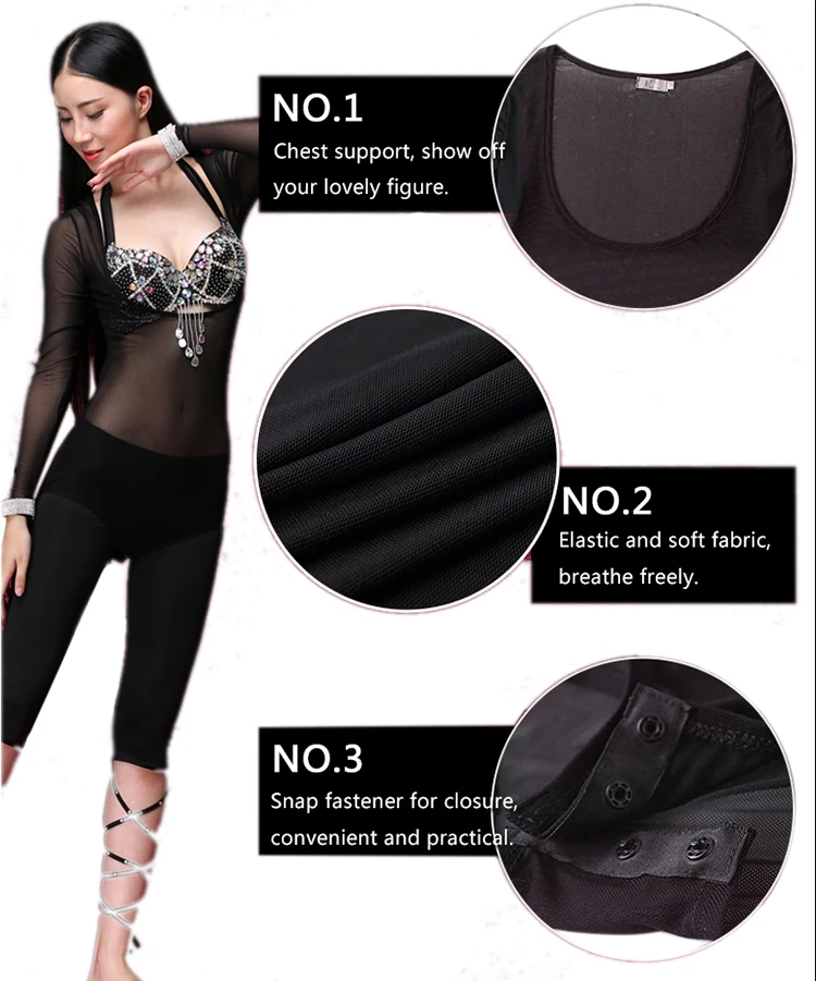 Women Sexy One Piece Leotard Belly Dance Tops Long Sleeves Bellydance Accessories Women Bodysuit Bottoming Shirt Dancewear