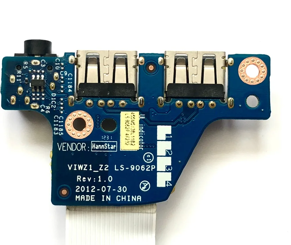 Оригинал для Lenovo Z400 Z500 Usb аудио PCBA плата VIWZ1 _ Z2 LS 9062p REV 1 0 100% протестирована