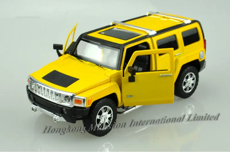 1:24 Масштаб металла литья под давлением роскошная модель автомобиля SUV для Hummer H3 коллекция класса кросс-кантри внедорожный автомобиль игрушки звуковой светильник