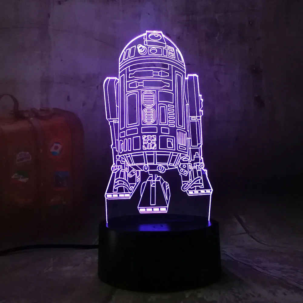 Звездные войны R2D2 военный корабль 3D Лава Ночной светильник сенсорный 7 цветов
