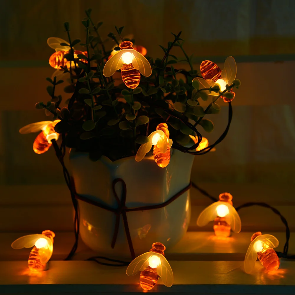 Bee LED String Light 10/20/30/40leds Battery Power Holiday Party Christmas Garland Decoration Fairy Lights | Освещение