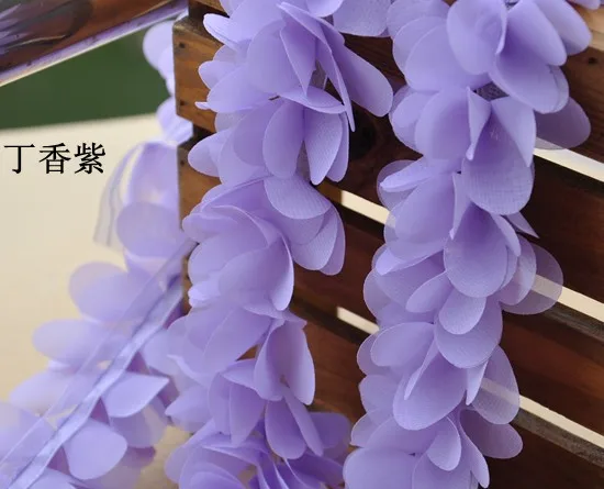 Красивые красные фиолетовые белые модные 3D свадебные кружевные шифоновые цветы