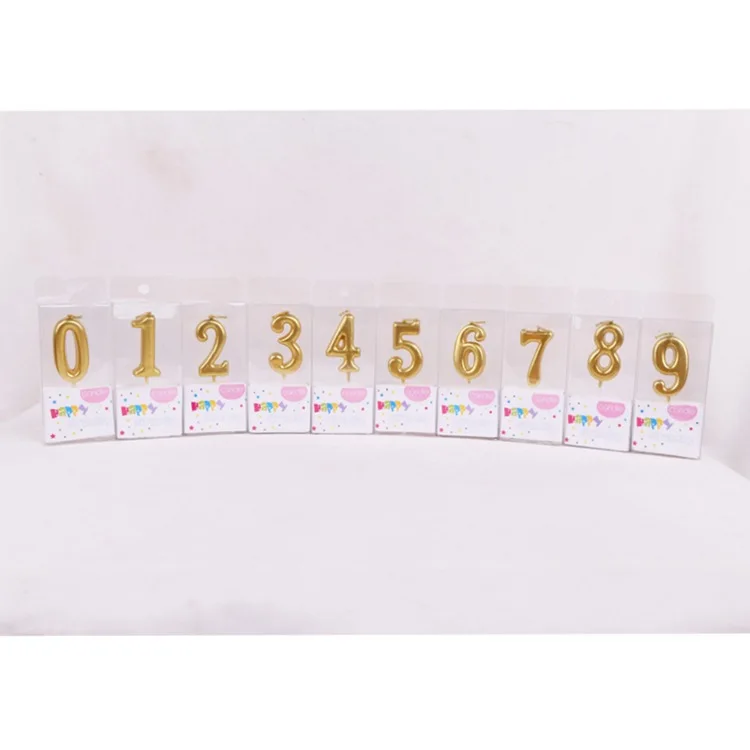 1pcs Gold Silver Number 0-9 Candle Birthday Party Design Candle Decoration Happy Birthday Anniversary Candle Supplies DIY