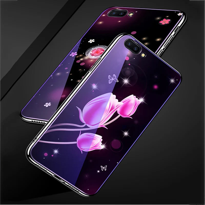 Для OPPO R11 чехол из синего закаленного стекла задняя крышка для R 11/R11t t чехлы