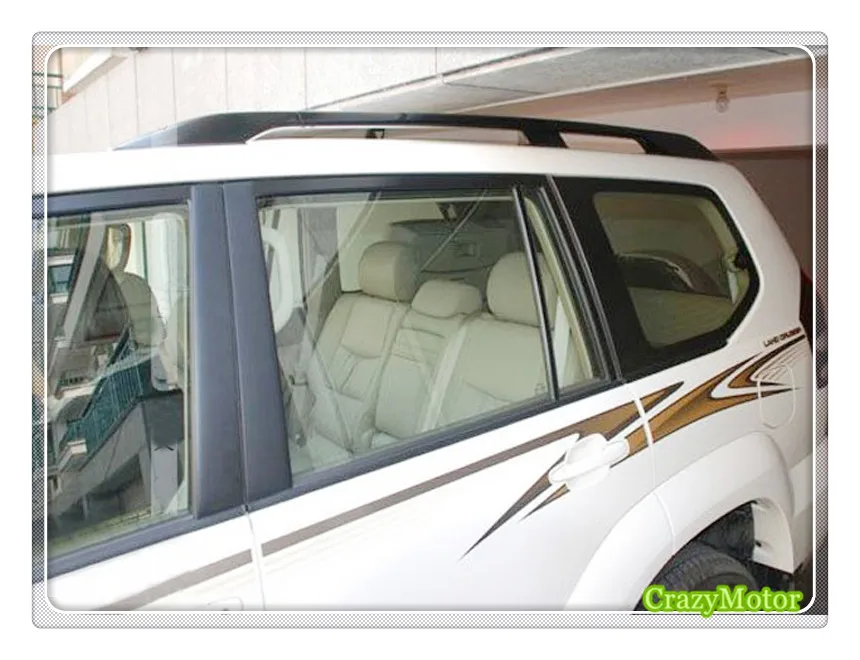 Для Toyota Prado FJ120 / Lexus GX470 2003 2009 черный декоративный багажник на крышу рельсы
