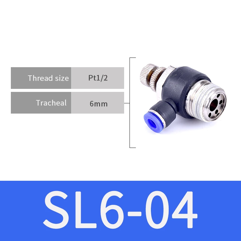 SL6-04 1 шт. газовый ограничительный клапан для воздушного потока Быстрый фитинг SL 4 мм 6 мм 8 мм 10 мм 12 мм шланг для воздушного фитинга 1/" 1/8" 3/" 1/2" BSPT контроллер - Цвет: SL6-04