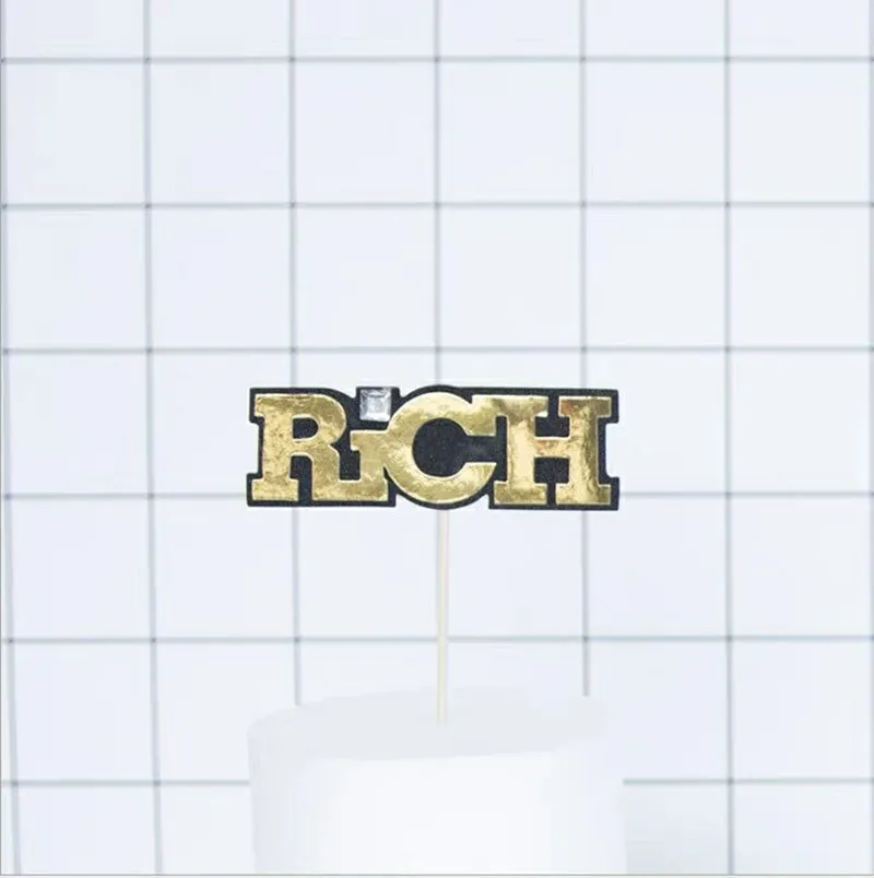 Черное золото Rich доллар торт Топпер кружка ко дню рождения украшения душа