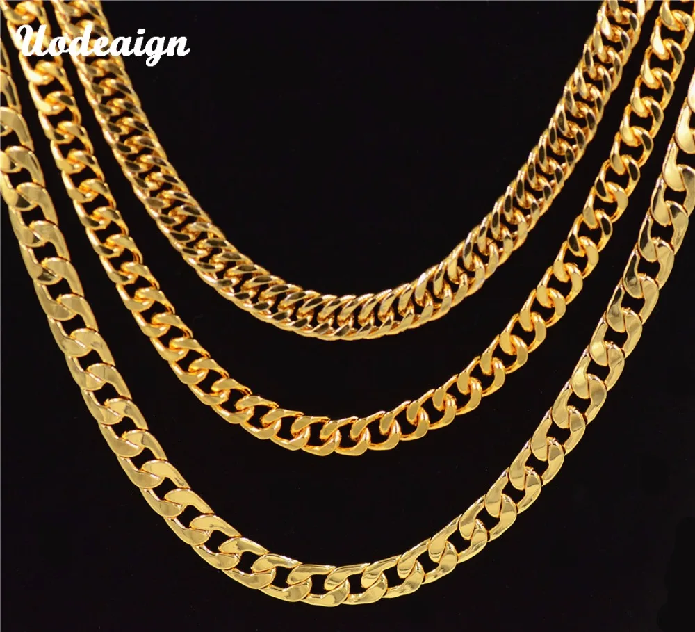 Uodesign Men's Thick Gold Chains Fashion Necklaces Male ColorAlloy Mens Cuban Link Chain Necklace Jewellery for men | Украшения и