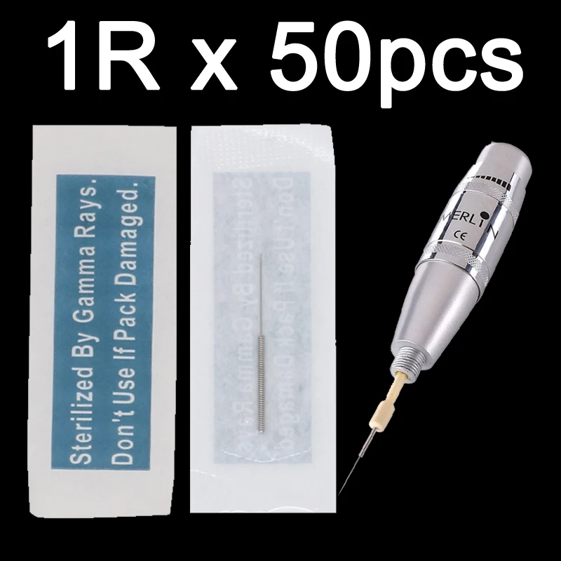 

Free Shipping Original 50pcs 1R Merlin Tattoo Needles For Permanent Makeup Eyebrow and Lip Design Deluxe Biotouch Merlin Machine