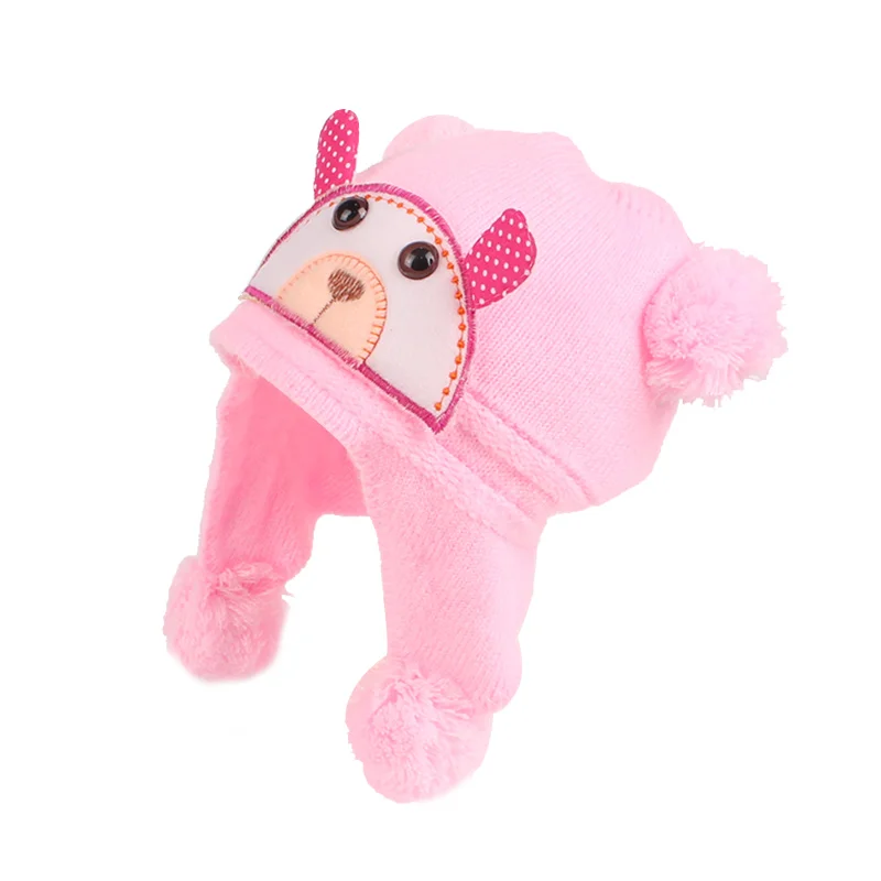 Детская шапка с медведем для новорожденных хлопковая теплая зимняя Младенческая