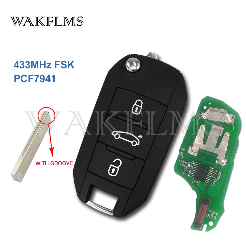 3 кнопки 433 МГц или 434 PCF7941 ID46 HU83 дистанционный флип ключ для Citroen C4 Cactus C Elysee 2014 2016 HELLA