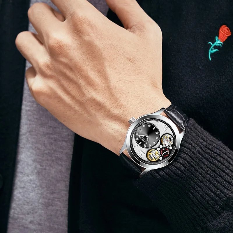 GUANQIN новые 2019 мужские часы механические Автоматические люксовый бренд