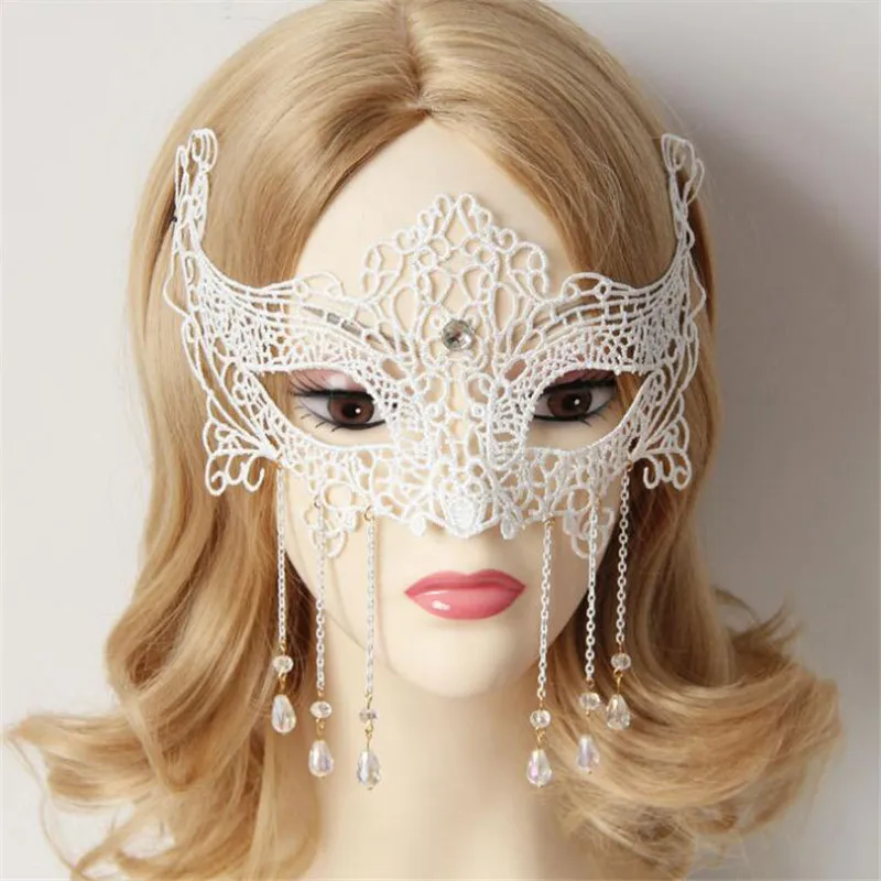 1 шт. сексуальная маска с бахромой в виде кристаллов Венеции роскошная белая