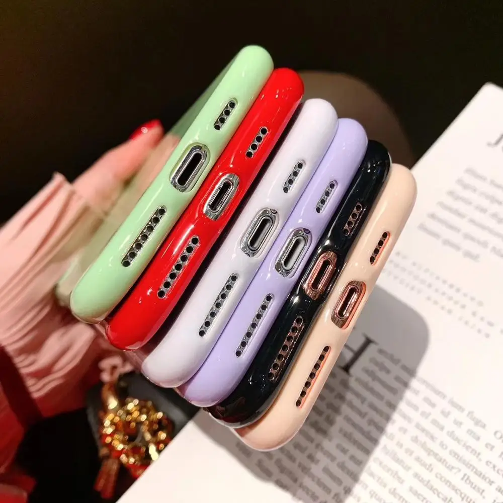 Candy Color Glossy Soft Silicon Cover for iPhone X XR XS Max Capa Fundas 8 7 6 6S Plus Plain Case Hoesjes |