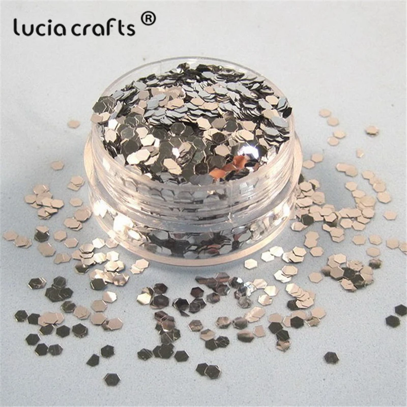 Lucia crafts Multi option 20 г серебро Hexgon хлопья Радужная чашка блесток для дома свадебные конфетти украшения D0101