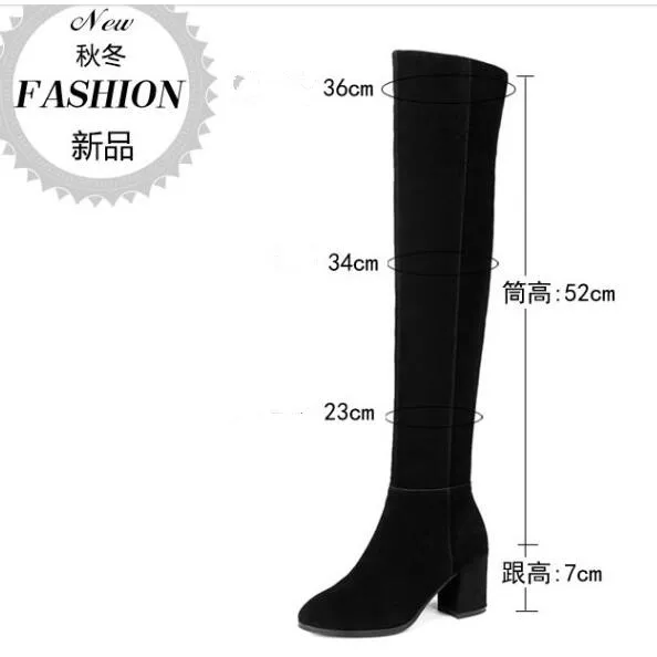 

{Zorssar} 2019 New Fashion Female Snow boots Winter Plush Thigh High Boots Suede Leather Thick heel Women Over The Knee boots