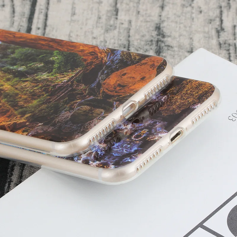 Beach Scene Patterned Glossy Phone Case For iPhone 6 6S 7 8 Plus X XS 7plus 8plus Soft TPU Silicon Back Cover Shell Shckproof |