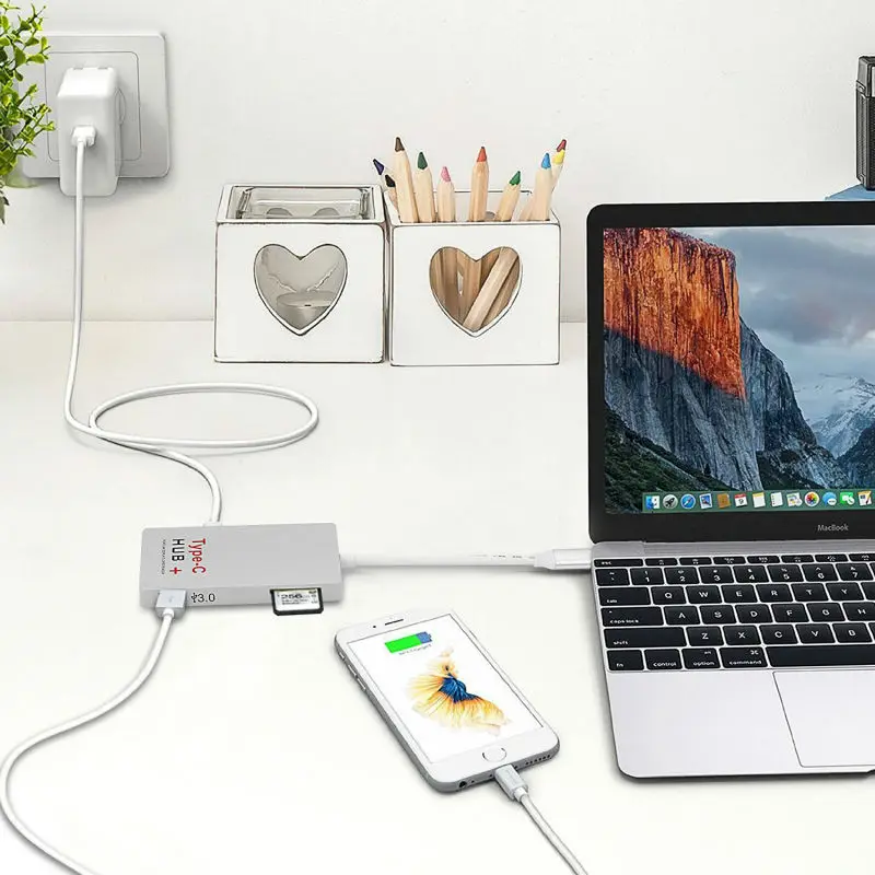 USB-C концентратор + PD Charge 3.0 typec концентратора Type-C card reader 4 К HDMI конвертер поддержки