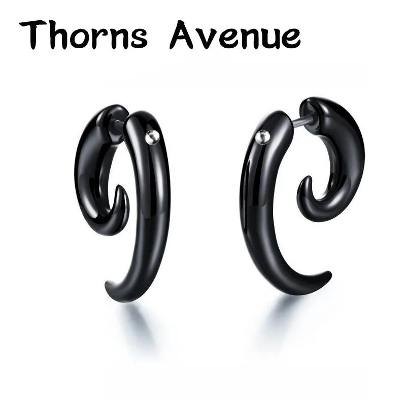 Thorns авеню Модные 1 пара/лот черный цвет бычий Рог форма улитки из нержавеющей