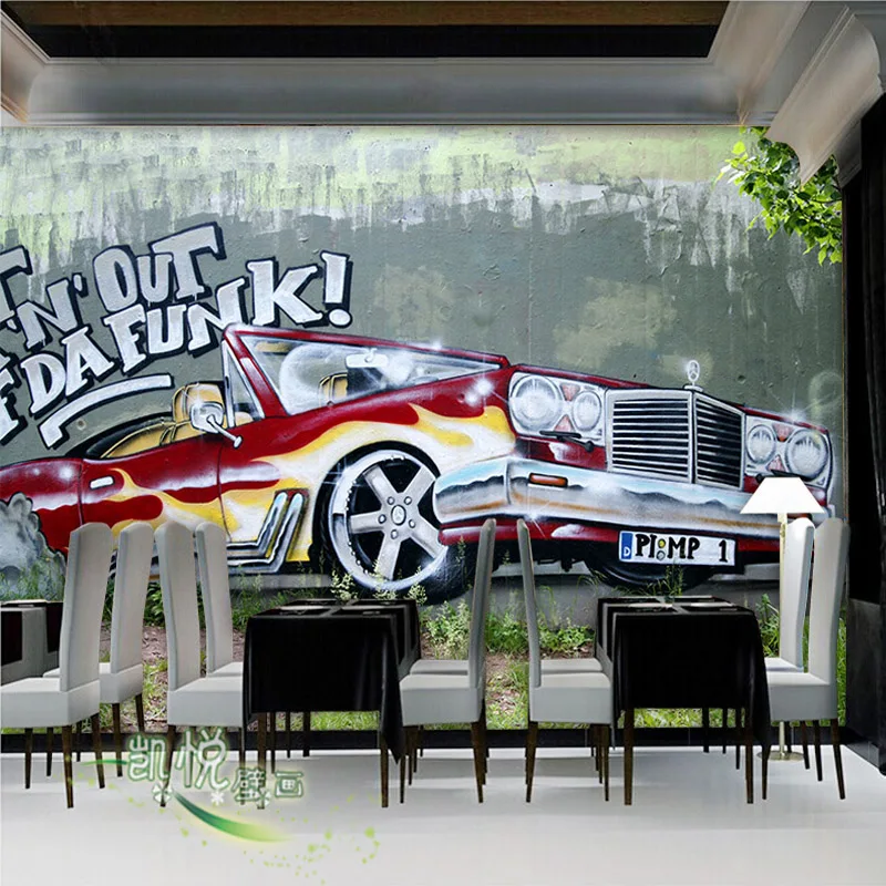 3d обои на заказ 3D стерео большие граффити автомобильные для ресторана гоночного
