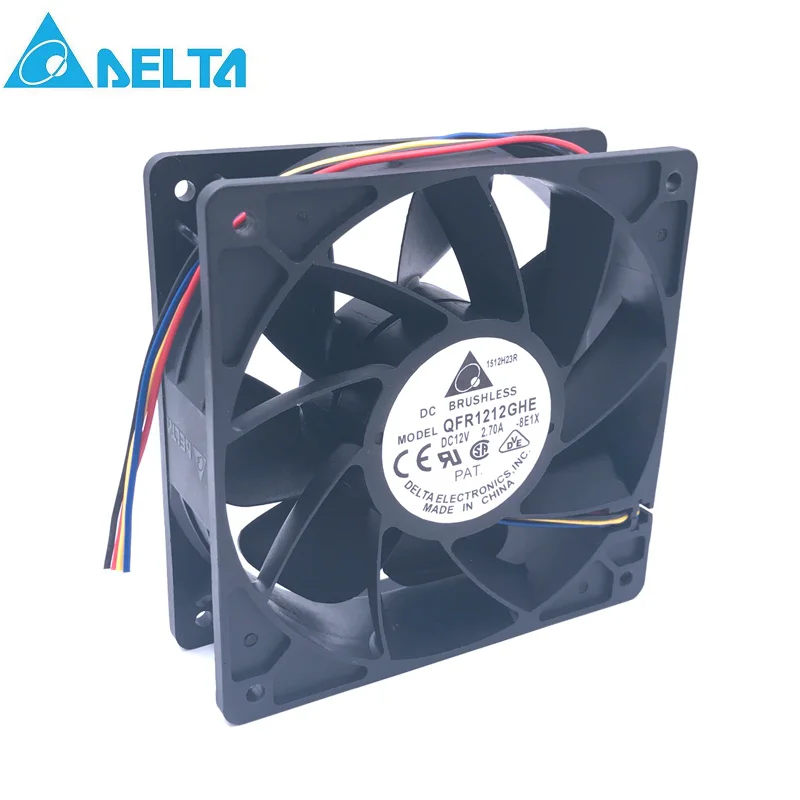 

Original for delta QFR1212GHE 12V 2.70A 12038 12CM Bitcoin Miner FAN 12cm PWM Most Powerful for Bitcoin Mining