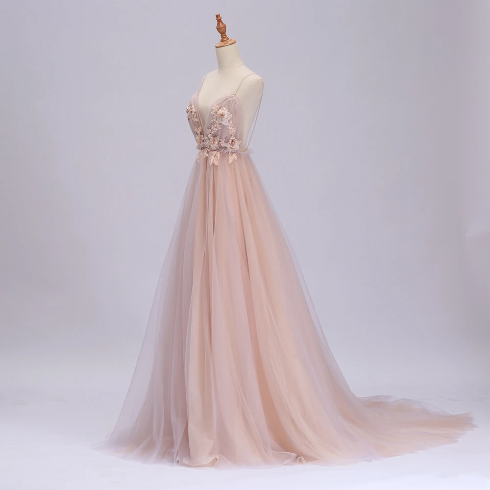 SSYFashion, новинка, платье для выпускного вечера, сексуальное, с глубоким v-образным вырезом, с открытой спиной, со шлейфом, Lllsuion, без рукавов, кружевное, с цветами, вечерние, вечерние, торжественные платья