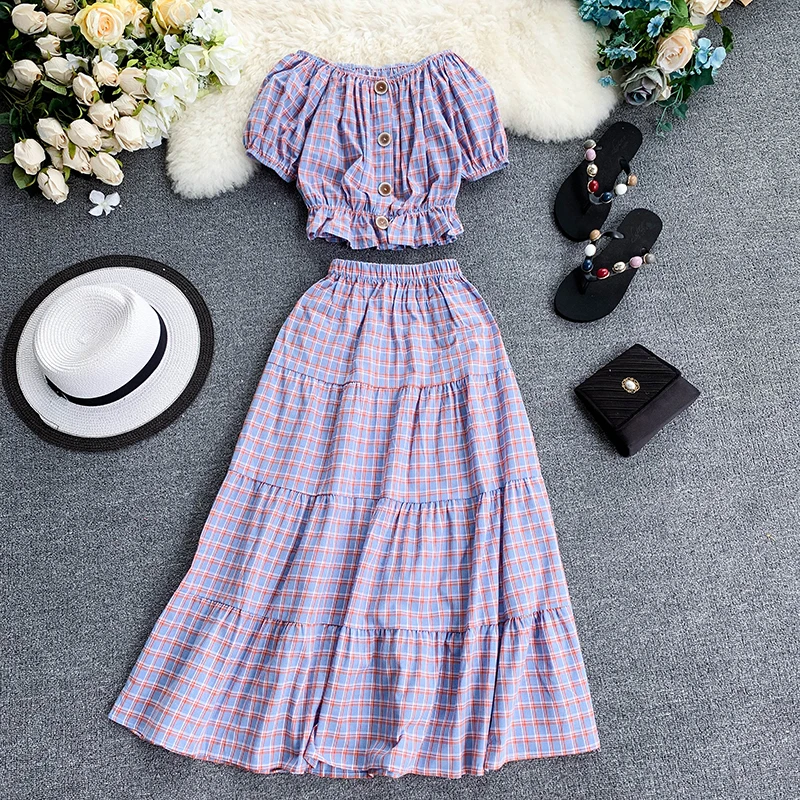 ALPHALMODA/модные комплекты юбок пуловеры однобортный укороченный топ + эластичная