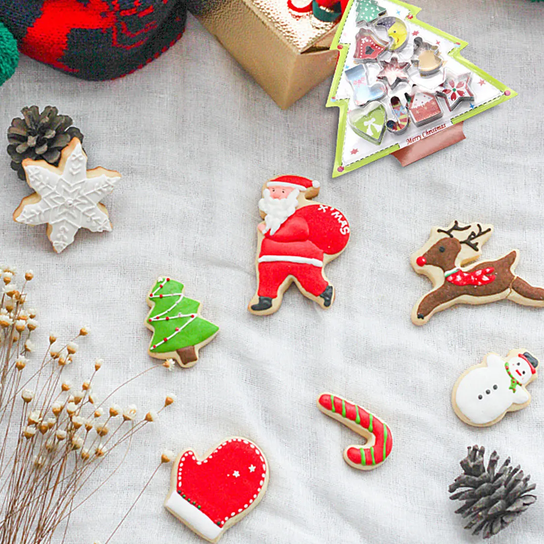 Новый дизайн 1 шт. различные рождественские украшения серебро металл Sugarcraft