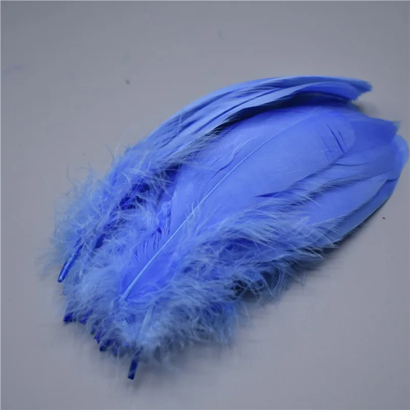 Sky Blue Цветные 100 шт, качественные натуральные гусиные перья 5-7 дюймов/13-18 см, самодельные Украшения, перо, 18 цветов - Цвет: Sky Blue