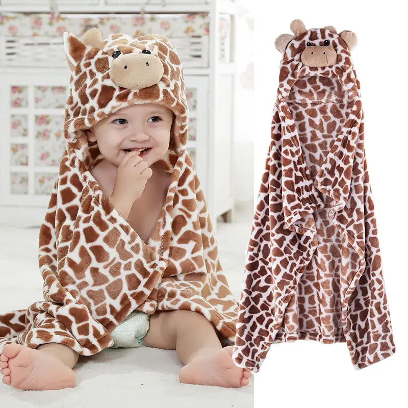 

YK Cute Bear Shaped Baby Hooded Bathrobe Soft Infant Newborn Towel Giraffe Towel Blanket Baby Bath Towel Cartoon Patter Towel