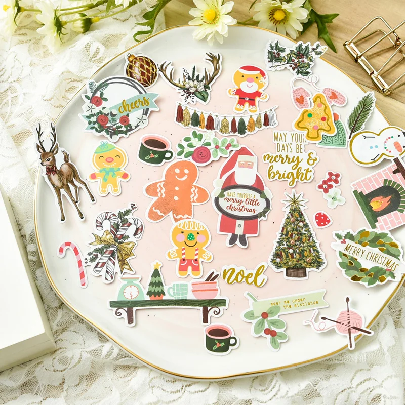 

70pcs Merry&Bright Paper Stickers for Scrapbooking Happy Planner/ DIY Crafts/ Card Making Decoration
