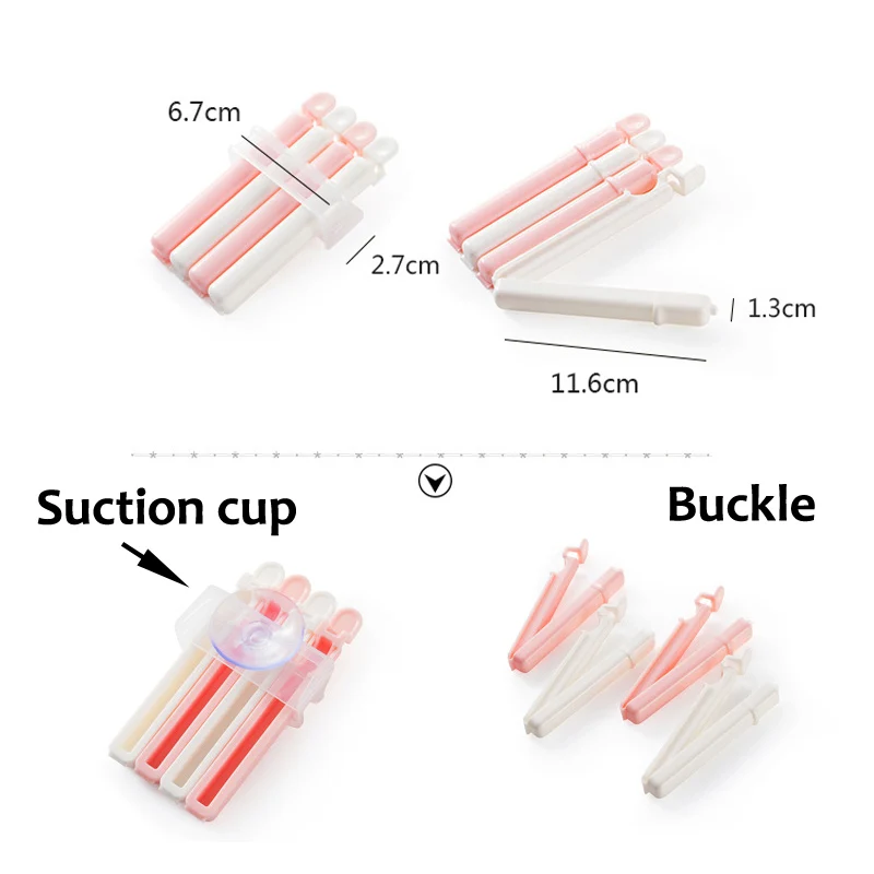 4 pcs/Set New Style Suction Cup Snacks Food Bag Sealing Preservation Clips can be stored Vacuum Resealer Kitchen Storage | Дом и сад