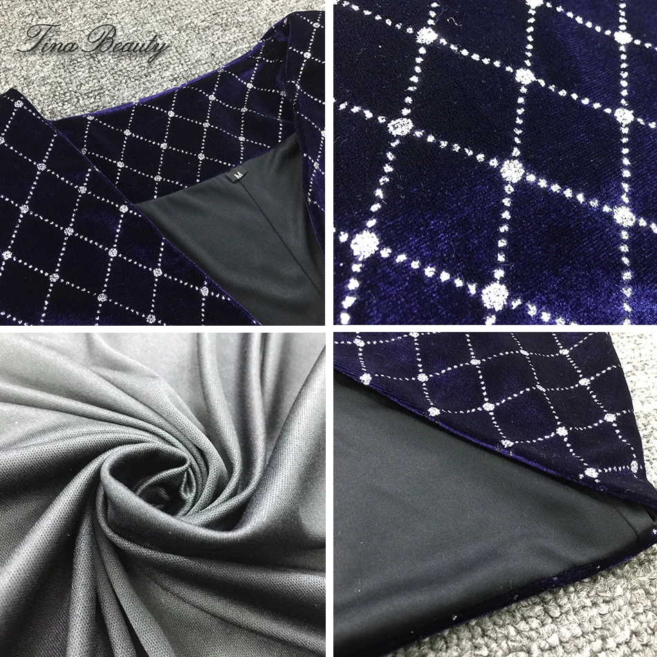 

Tina Beauty Elegance V Neck Full Sleeve Maxi Dress Dark Blue Velvet Slim Dark Button Cardigan Long Dresses for Womens Party