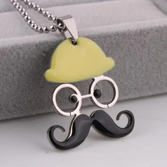 Разноцветный борода шляпа подвеска с очками бусины для ожерелья цепь мужчин 316L