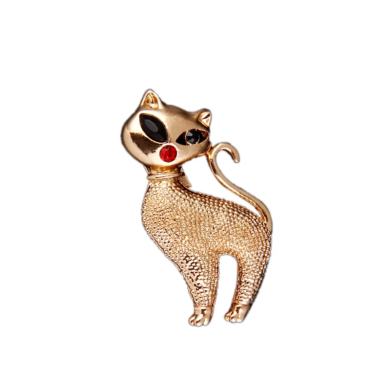 Милые маленькие золотые кошки брошки Pin Up украшения для женщин шарф костюм клипсы