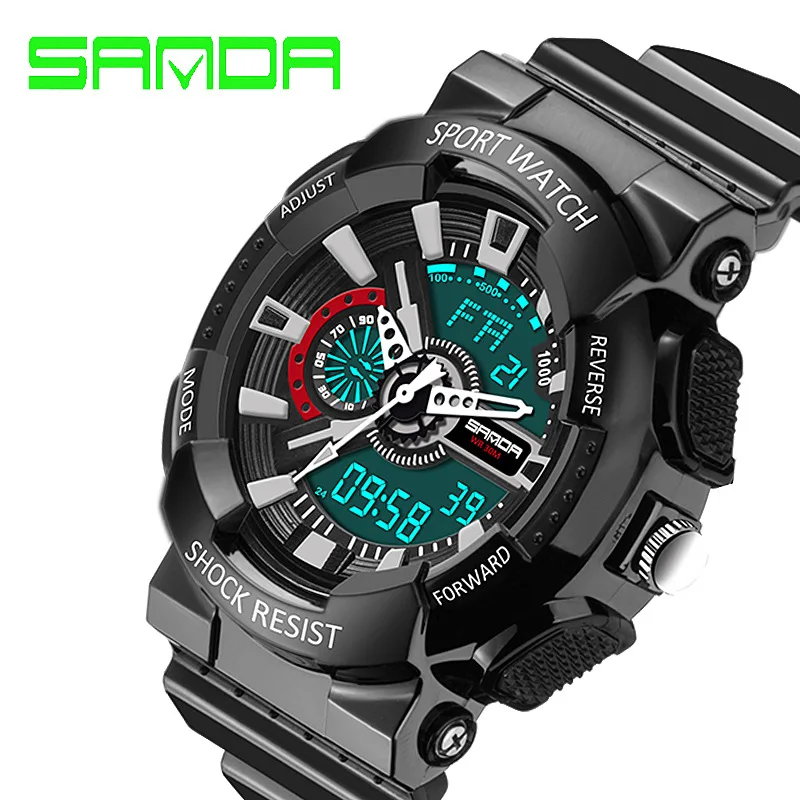 2016 Санда кварцевые цифровые часы мужские водонепроницаемые спортивные Военная G