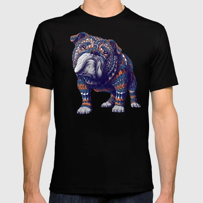 2017 черная Пятница мужчины футболки Английский Бульдог Короткие Уличная Хлопок